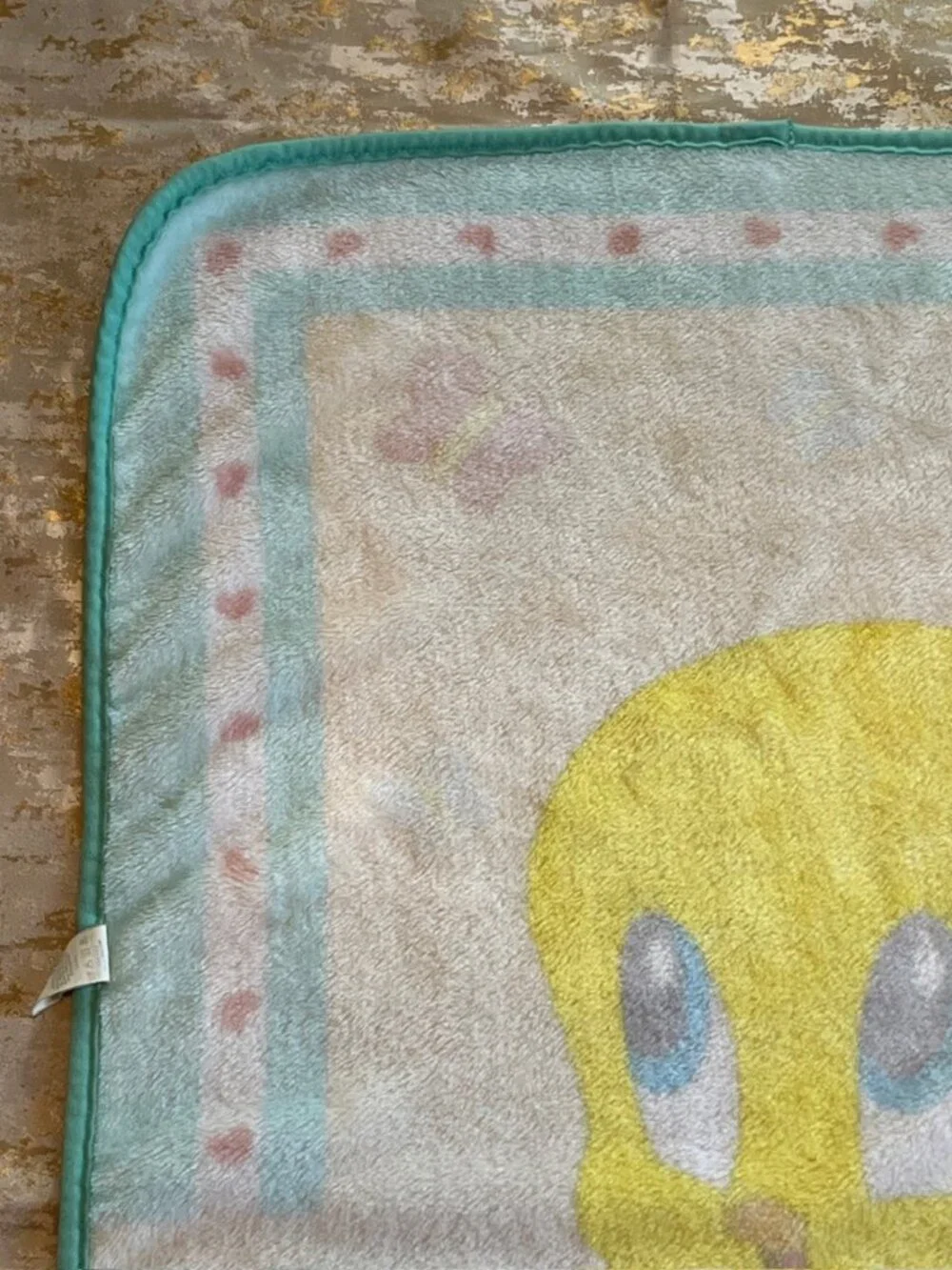 Vintage 2001 Baby Tweety Bird Looney Tunes Crib Blanket Plush Infant 28x42 Y2K